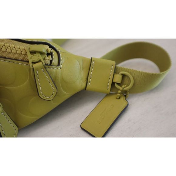 Coach CH073 Women's Chartreuse Signature Leather Sprint Mini Belt Bag $350 - Picture 6 of 16